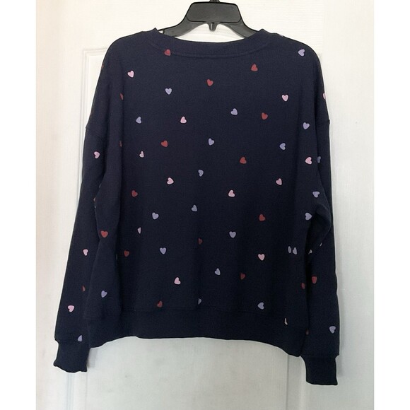 OLIVE + OAK Women's Multi Heart Crew Sweatshirt Size L, Navy NWT - Picture 3 of 6